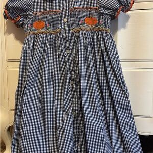 Rosalina Gingham Dress with Smocked Pumpkins